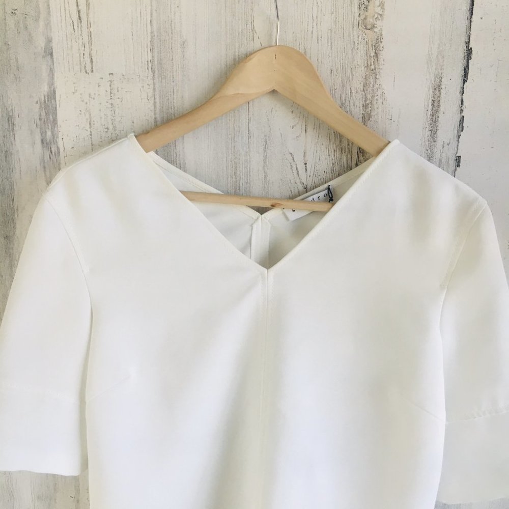Sandro Paris Dust Box Top Blouse Ecru Off-White Woven - Picture 2 of 11